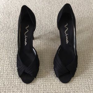 Nina black satin dress shoe